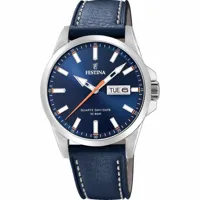 montre festina montres classique f20358-3 - montre dateur cuir bleu festina montres