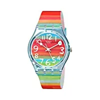 swatch - gs124 - color the sky - montre femme - quartz analogique - cadran multicolore - bracelet plastique multicolore