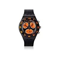 swatch - ymb4000 - montre femme - quartz - chronographe - bracelet caoutchouc noir