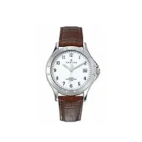 certus - 610521 - montre homme - quartz analogique - cadran blanc - bracelet cuir marron