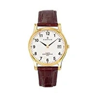 certus - 611235 - montre homme - quartz analogique - cadran blanc - bracelet cuir marron