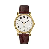 certus - 611231 - montre homme - quartz analogique - cadran blanc - bracelet cuir marron