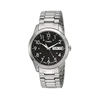 timex - t2m932pf - montre homme - classic homme - analogique - cadran rond en métal - fond noir - bracelet acier