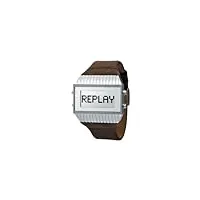 replay - rx5102aad - montre homme - quartz digitale - multifonctions - bracelet cuir marron