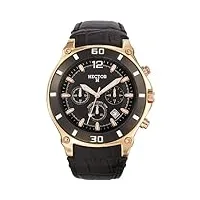hector h - 666005 - montre homme - quartz chronographe - bracelet cuir noir