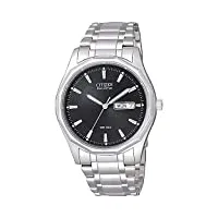 citizen - bm8430-59ee - montre homme - quartz analogique - cadran noir - bracelet acier inoxydable argent