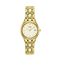 citizen - ew1262-55p - montre femme - quartz - analogique - solaire - bracelet acier inoxydable doré