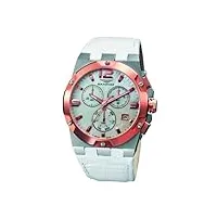 sandoz - 81258-50 - montre femme - quartz - chronographe - bracelet cuir blanc