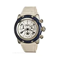glam rock - gr10116 - montre femme - quartz - chronographe - bracelet cuir blanc