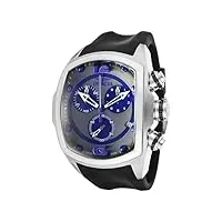 lupah revolution chronograph stainless steel case black rubber strap black and blue dial