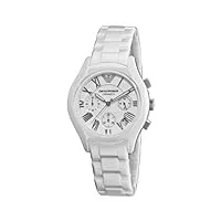 emporio armani - ar1404 - montre femme - quartz chronographe - chronomètre - bracelet céramique blanc