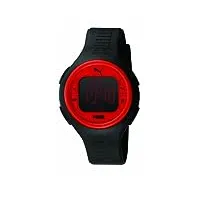 puma - pu910541002 - montre mixte - quartz digital - cadran rouge - bracelet caoutchouc noir