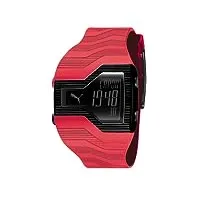 puma - pu910231005 - montre homme - quartz digital - cadran blanc - bracelet plastique rouge