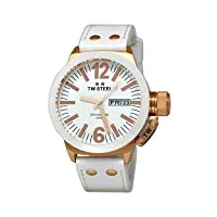 tw steel - ce 1035 - montre mixte - analogique - bracelet cuir blanc