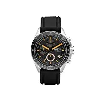 fossil decker montre pour homme, mouvement chronographe à quartz, bracelet en acier inoxydable ou en cuir., noir et gris, 44mm