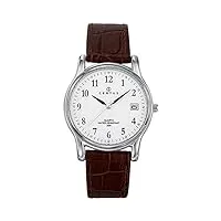 certus - 610592 - montre homme - quartz analogique - cadran blanc - bracelet cuir marron