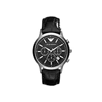 emporio armani montre pour homme, mouvement chronographe, boîtier en acier inoxydable de 43 mm avec bracelet en cuir, ar2447