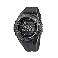 sector expander - r3251372215 - montre homme - quartz digitale - cadran noir - chronographe - bracelet caoutchouc noir