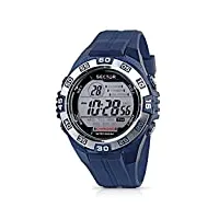 sector expander - r3251372315 - montre homme - quartz digitale - lunette argent - chronographe - bracelet caoutchouc bleu