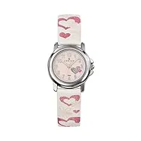 certus - 647455 - montre enfant - quartz analogique - cadran rose - bracelet cuir blanc