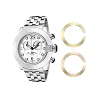 glam rock montre chronographe pour femme gr32154 sobe cadran blanc en acier inoxydable, blanc, bracelet