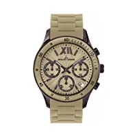 jacques lemans - 1-1586s - montre mixte - quartz chronographe - chronomètre - bracelet silicone beige
