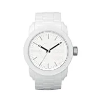 diesel double down montre pour homme, mouvement à quartz avec bracelet en silicone, acier inoxydable ou cuir, blanc, 44mm