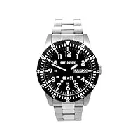 chevignon - 92-0060-501 - montre homme - quartz analogique - cadran noir - bracelet acier argent