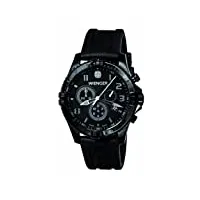wenger - 77054 - montre homme - quartz analogique - chronographe - bracelet silicone noir