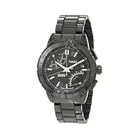 timex - t2n500d7 - intelligent quartz - montre homme - quartz analogique - cadran noir - bracelet acier noir