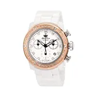 glam rock montre pour femme gr50118d aqua rock chronographe cadran blanc en céramique, blanc, sangle