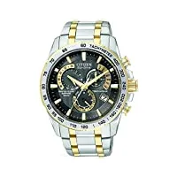 citizen pour homme eco-drive montre chronographe at4004–52e avec un cadran noir et un bracelet en acier inoxydable deux tons