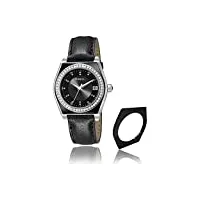 breil montre à quartz pour femme avec affichage analogique et bracelet en cuir noir cadran noir tw0930