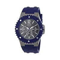 guess - w11619g2 - overdrive - montre homme - quartz analogique - cadran noir - bracelet caoutchouc bleu