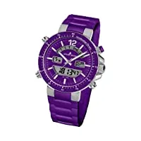 jacques lemans - 1-1712k - montre mixte - quartz analogique et digitale - alarme/chronomètre - bracelet silicone violet