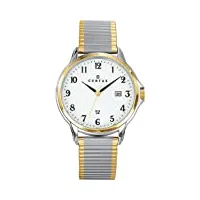 certus - 616390 - montre homme - quartz analogique - cadran blanc - bracelet acier bicolore
