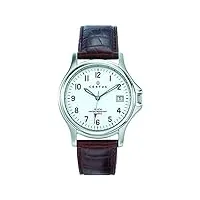 certus - 610424 - montre homme - quartz analogique - cadran blanc - bracelet cuir marron
