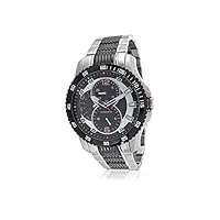 steel master - cap-1103213.c - montre homme - quartz analogique - cadran noir - bracelet acier argent
