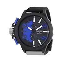 welder - k35 2503 - montre mixte - quartz chronographe - bracelet caoutchouc noir