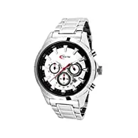 creactive - ca120103 - montre homme sportive chronographe - mouvement quartz - affichage analogique - cadran argent - bracelet acier argent