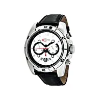 creactive - ca120113 - montre homme sportive chronographe - mouvement quartz - affichage analogique - cadran blanc - bracelet cuir noir