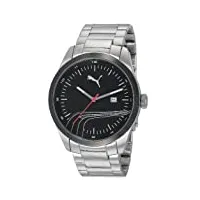 puma - pu102531004 - stripe - montre homme - quartz analogique - cadran noir - bracelet acier argent