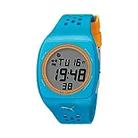 puma - pu910991008 - faas 300 - montre homme - quartz digital - cadran gris - bracelet plastique bleu