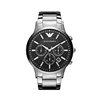 emporio armani montre pour homme, mouvement chronographe à quartz, boîtier en acier inoxydable de 46 mm avec bracelet en acier inoxydable, ar2460
