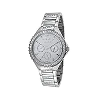 miabelle - 12-010w-c - montre femme - quartz - analogique - cadran argent - 75 éléments swarovski et 4 diamants - bracelet acier argent - calendrier