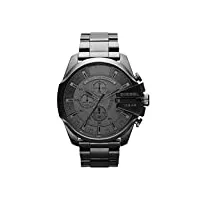 diesel montre pour homme mega chief, mouvement chronographe à quartz, boîtier en acier inoxydable de 59 mm avec bracelet en acier inoxydable, dz4282