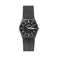 skagen melbye montre pour homme, mouvehommet à quartz avec bracelet en acier inoxydable ou en cuir, noir