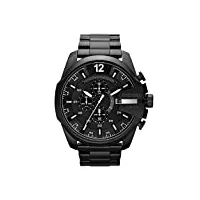 diesel chief series montre pour homme, mouvement chronographe avec bracelet en silicone, acier inoxydable ou cuir, noir de jais, 51mm