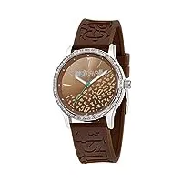 just cavalli huge montre à quartz analogique et numérique pour femme avec cristaux et bracelet en polyuréthane 30 m 38 mm