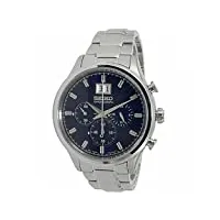 seiko - spc081p1 - montre homme - quartz chronographe - cadran bleu - bracelet acier gris